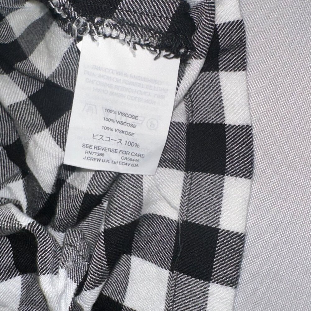 Madewell Buffalo Check black & White Button Back Tie Tee Blouse Medium - Picture 9 of 11